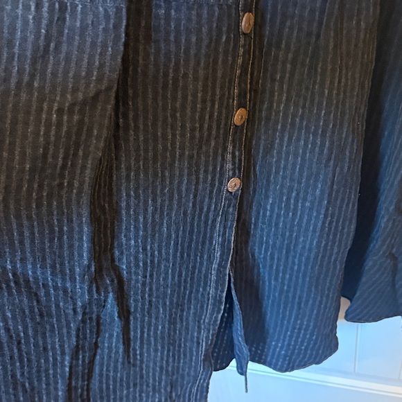 We The Free Black Pinstriped button down Shirt Dress - Picture 5 of 12